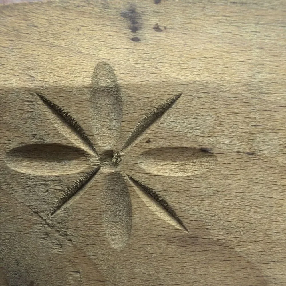 Antique Wooden Butter Stamp (No Mold) - Primitive Star Pattern- Handmade- Wood